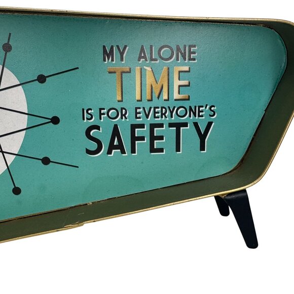 Retro Metal Desk Clock My Alone Time Is For Everyone's Safety Cracker Barrel 9" - Picture 9 of 14